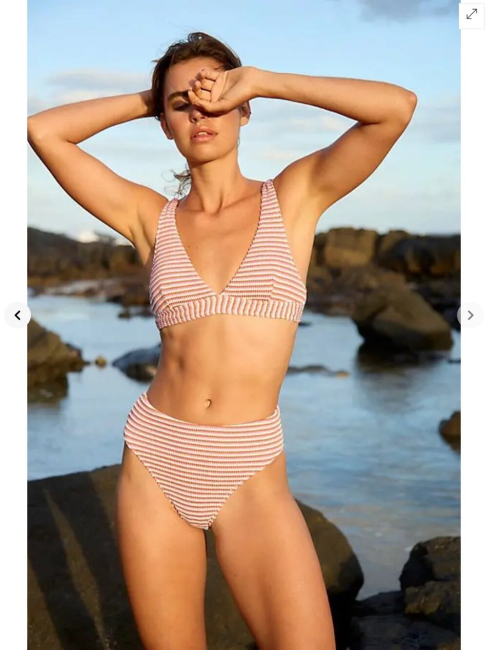 NWOT Rhythm Cove Stripe High Waist Bikini Bottoms